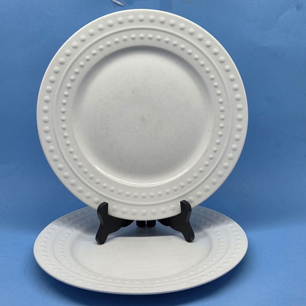 Mikasa Gourmet Basics Dots Solid White Dinner Plates Set Of 2 Discontinued